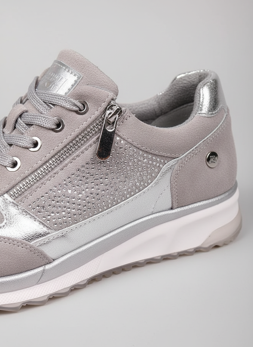 Pair of pink women's comfortable orthopedic sneakers, ideal for walking and casual wear
