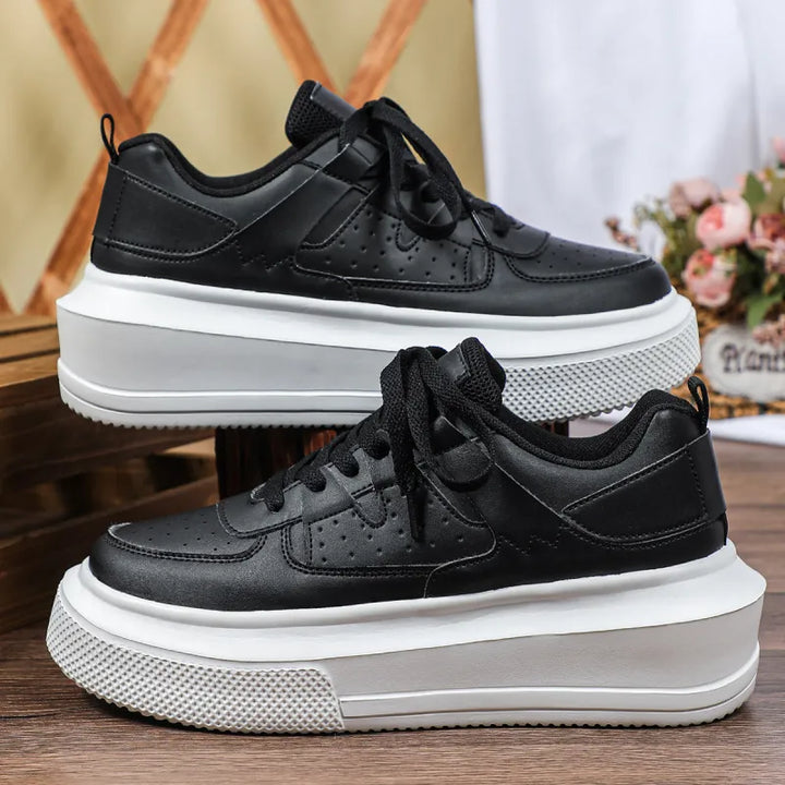 Versatile women's perforated platform lace-up sneakers, great for spring/summer fashion & comfort.