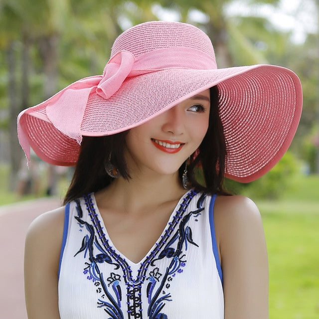 Women's fashion wide brim straw hat, sun protection, 'Candy' edition, great for outdoor adventures