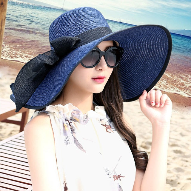 Candy-colored wide brim straw hat for women, sun protection beach accessory, great for travel