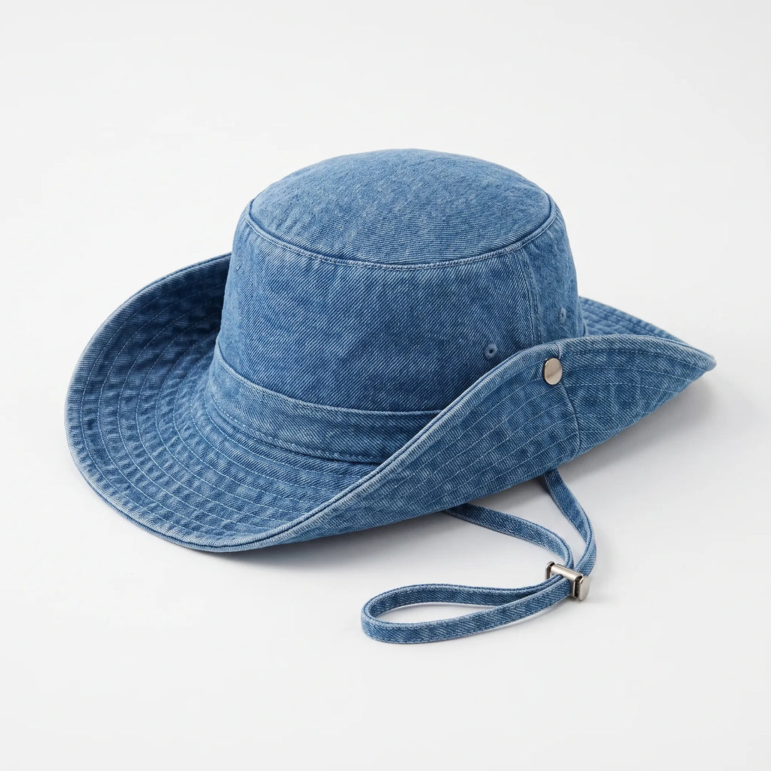 Women's wide brim sun bucket hat, perfect for beach days. Offers excellent UV protection and stylish comfort for summer travel.