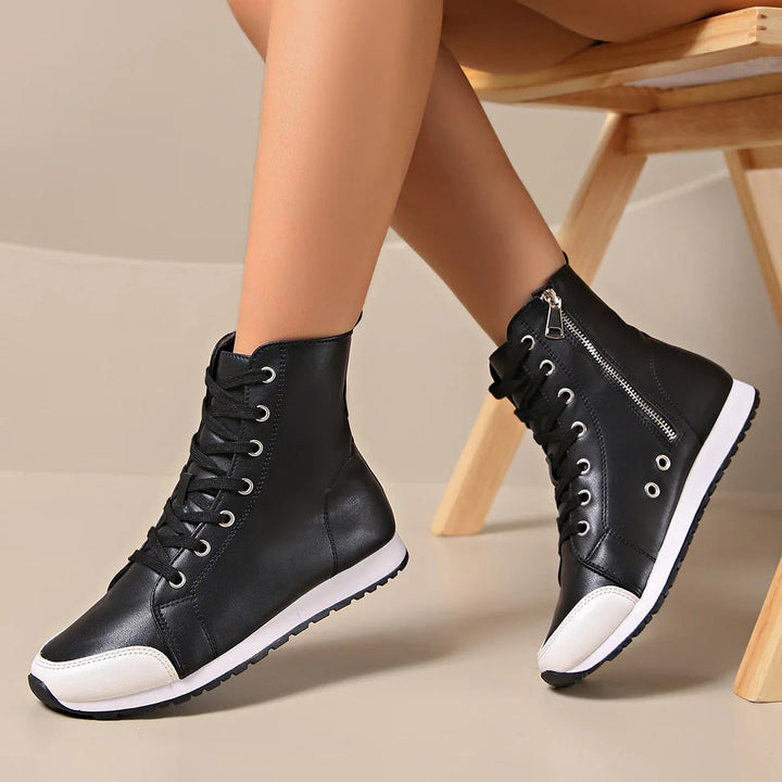 Women's wide fit orthopedic lace-up sneakers for all-day comfort & support.