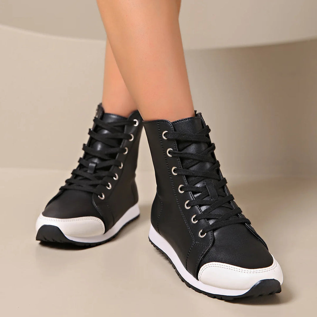 Women's orthopedic wide fit lace-up sneakers, providing superior comfort and support for active walking.