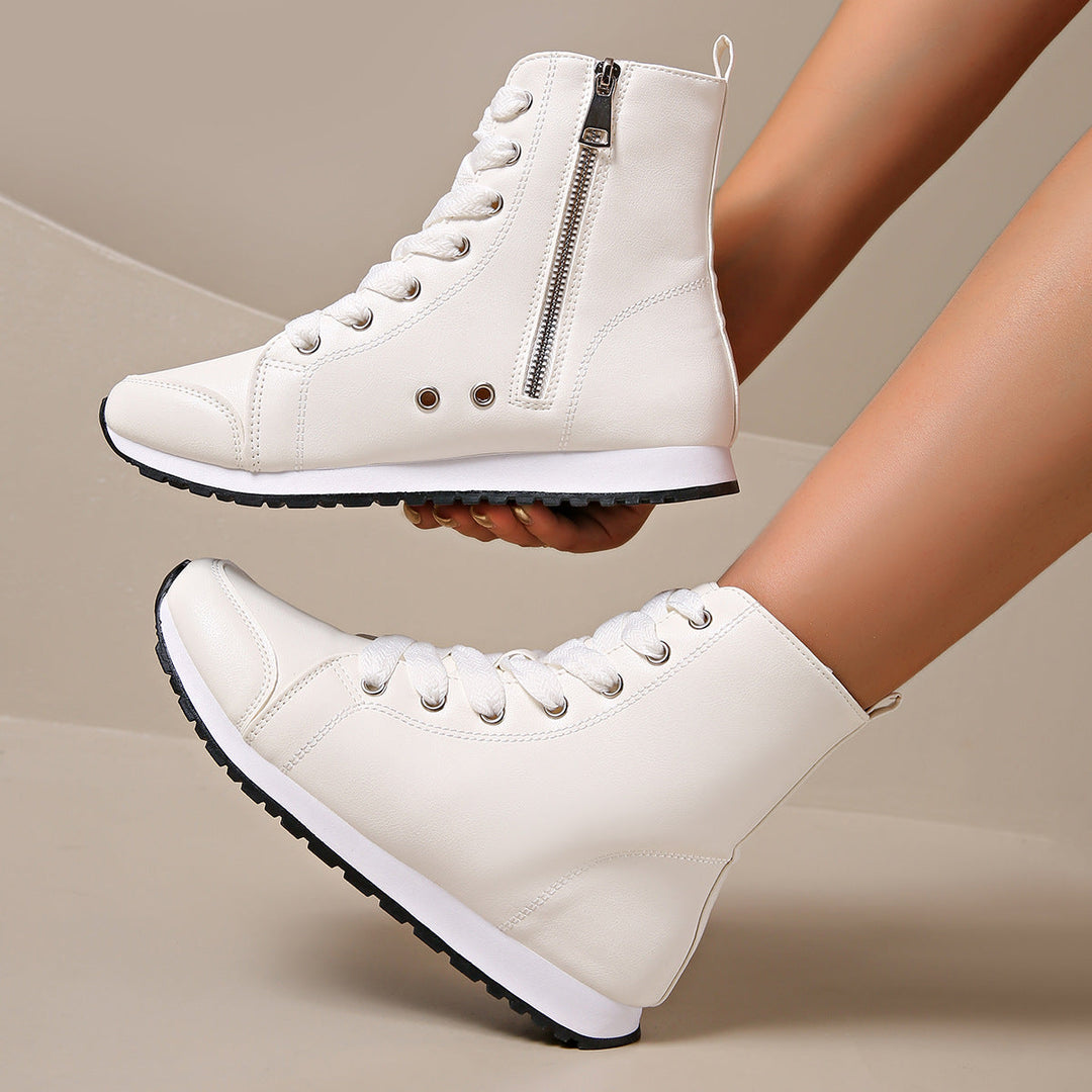 Versatile women's wide fit orthopedic lace-up sneakers for supportive walking and all-day comfort.