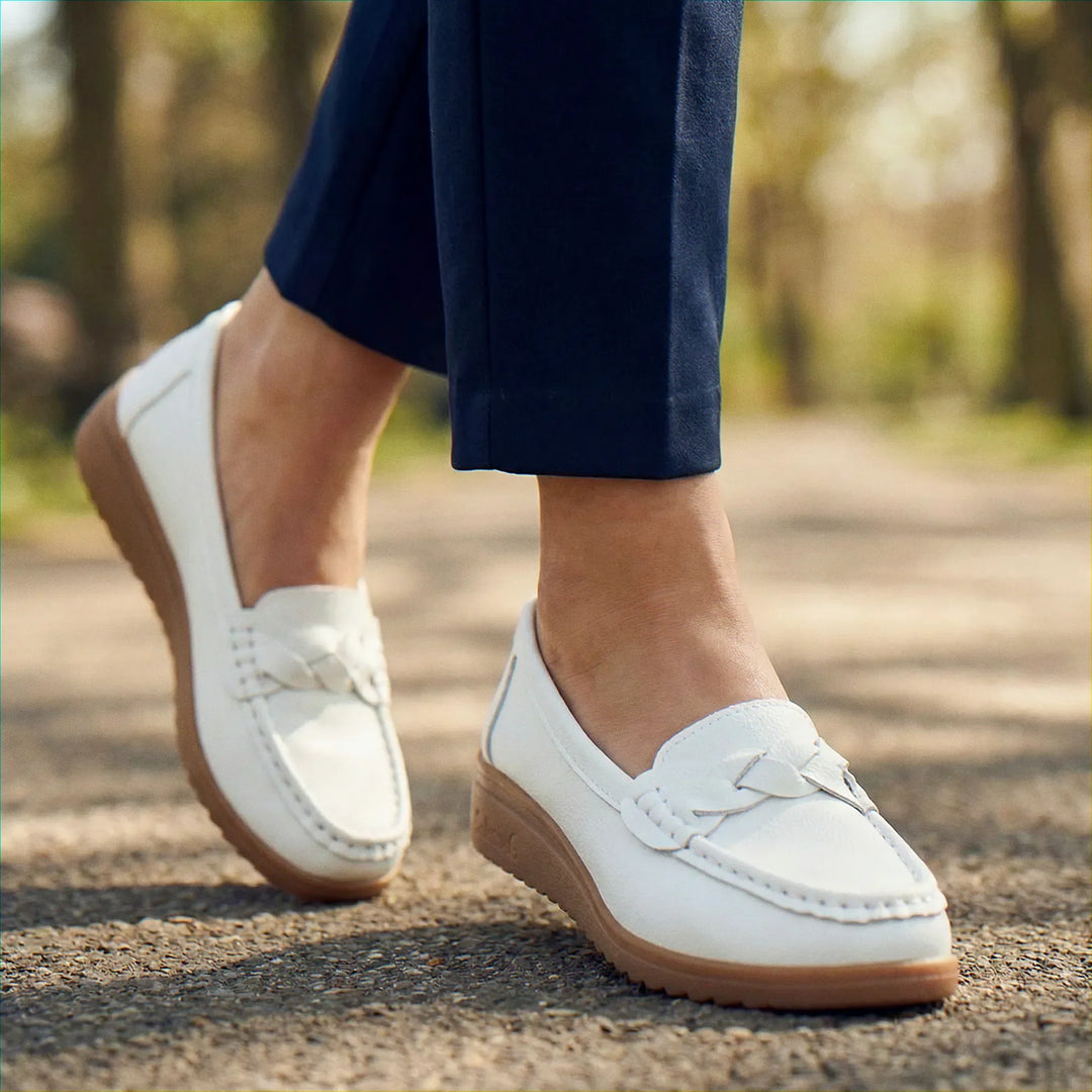 Practical women's wide fit orthopedic loafers, essential for arch support.