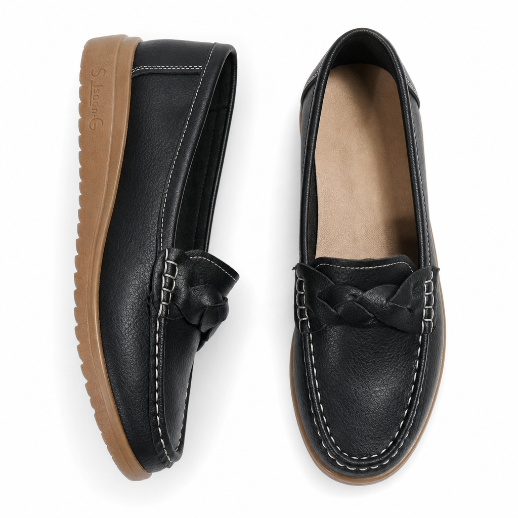 Comfortable women's casual flats, wide fit with excellent orthopedic arch support.