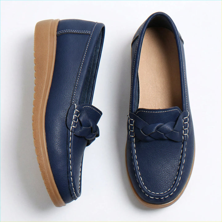 Stylish wide fit women's walking loafers with essential orthopedic arch support.