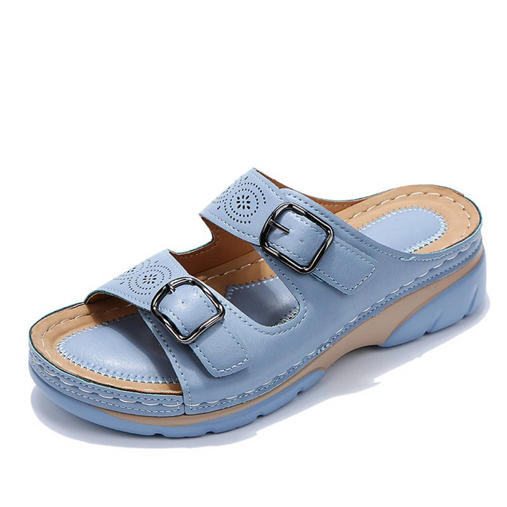 Women's wide fit orthopedic sandals with arch support & cushioning for foot health & comfort.