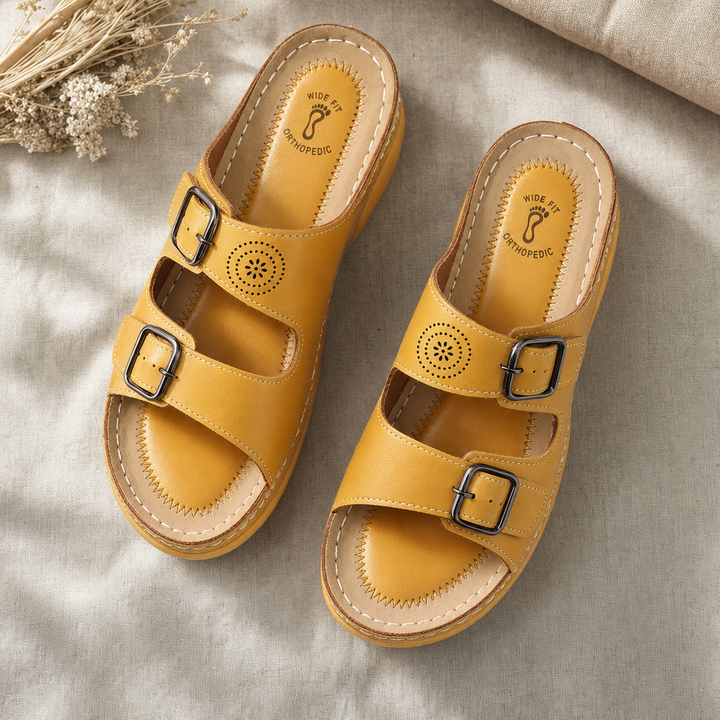 Lightweight women's wide fit walking sandals with orthopedic arch support for summer comfort.