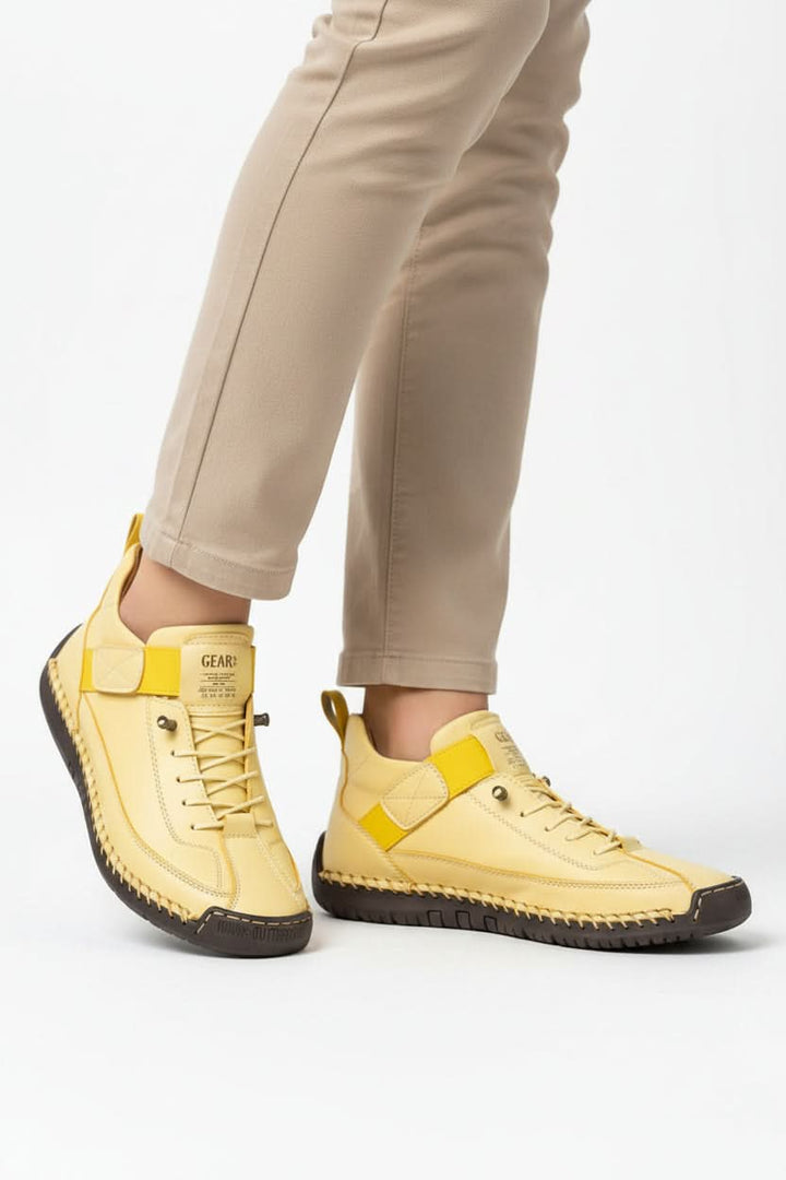 Durable tread on women's walking shoes, providing grip and comfort for active travel and everyday wear.