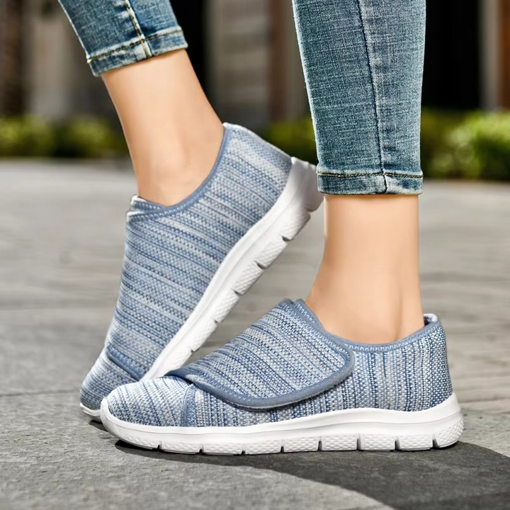 Adjustable wide fit women's walking shoes, breathable & cushioned for ultimate comfort.