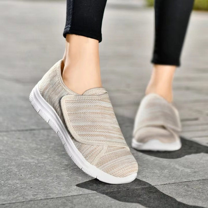 Women's wide fit comfort shoes, perfect for walking, with adjustable design & cushioning.
