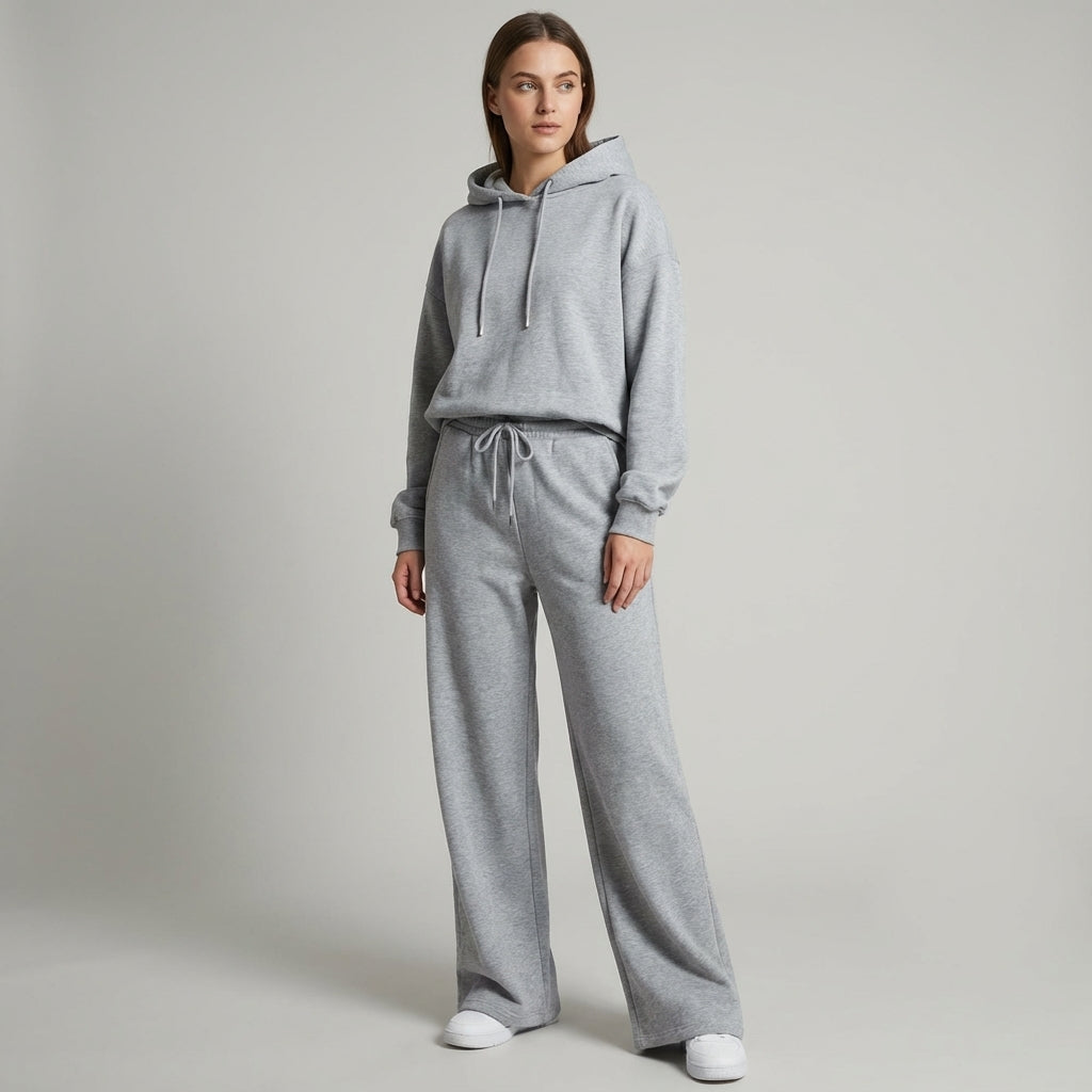 Trendy women's wide leg jogger loungewear set, combining comfort and modern style