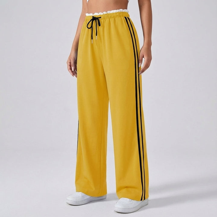 Athena wide leg jogger trousers for women, sporty design with elastic waist and side stripes