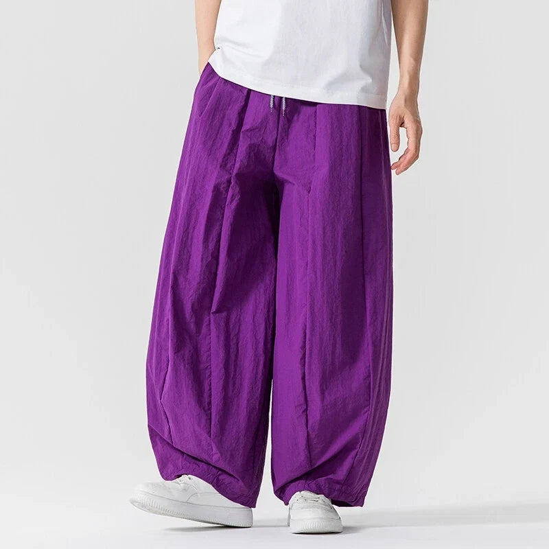 Women's wide leg linen blend trousers, perfect for comfortable casual wear, spring & summer fashion.
