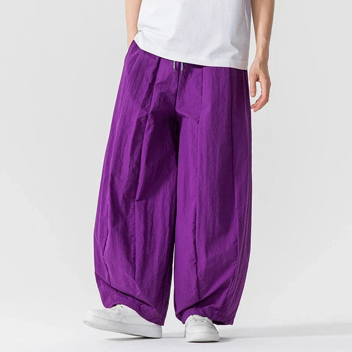 Women's wide leg linen blend trousers, perfect for comfortable casual wear, spring & summer fashion.