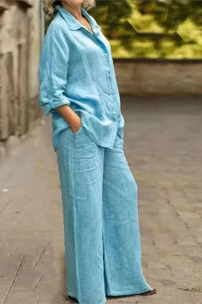 Stylish women's wide leg summer set, a comfortable matching outfit perfect for casual days.