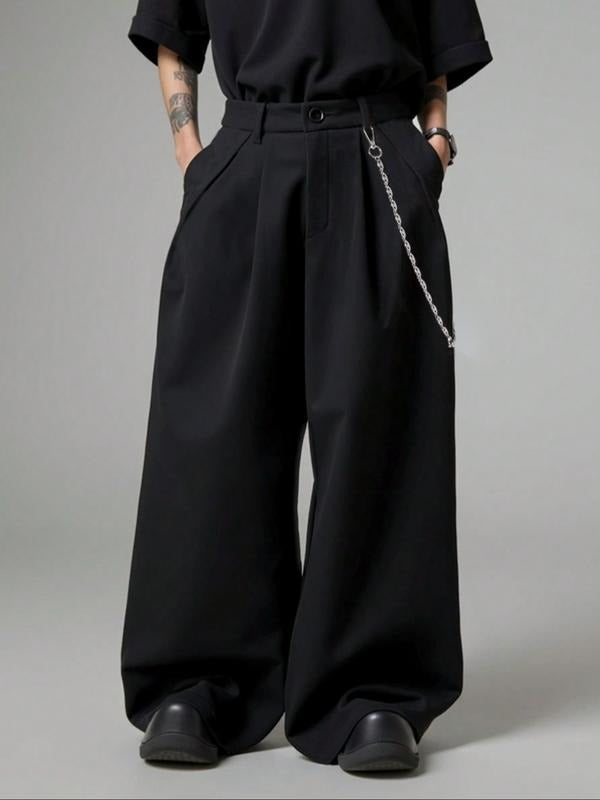 Women's wide-leg tailored dress trousers in wool blend, high-rise, perfect for chic office wear.
