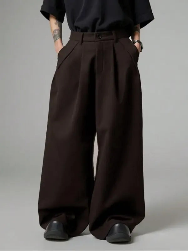 Wool blend wide-leg dress trousers for women, featuring a high-rise tailored fit and elegant pleated design.