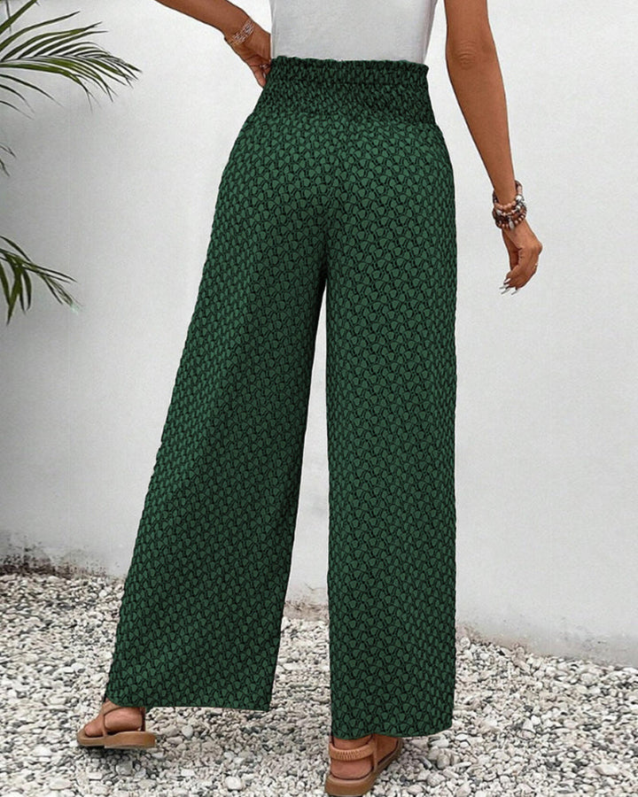 Casual women's wide leg trousers, relaxed fit, with a fun geometric print for everyday style.