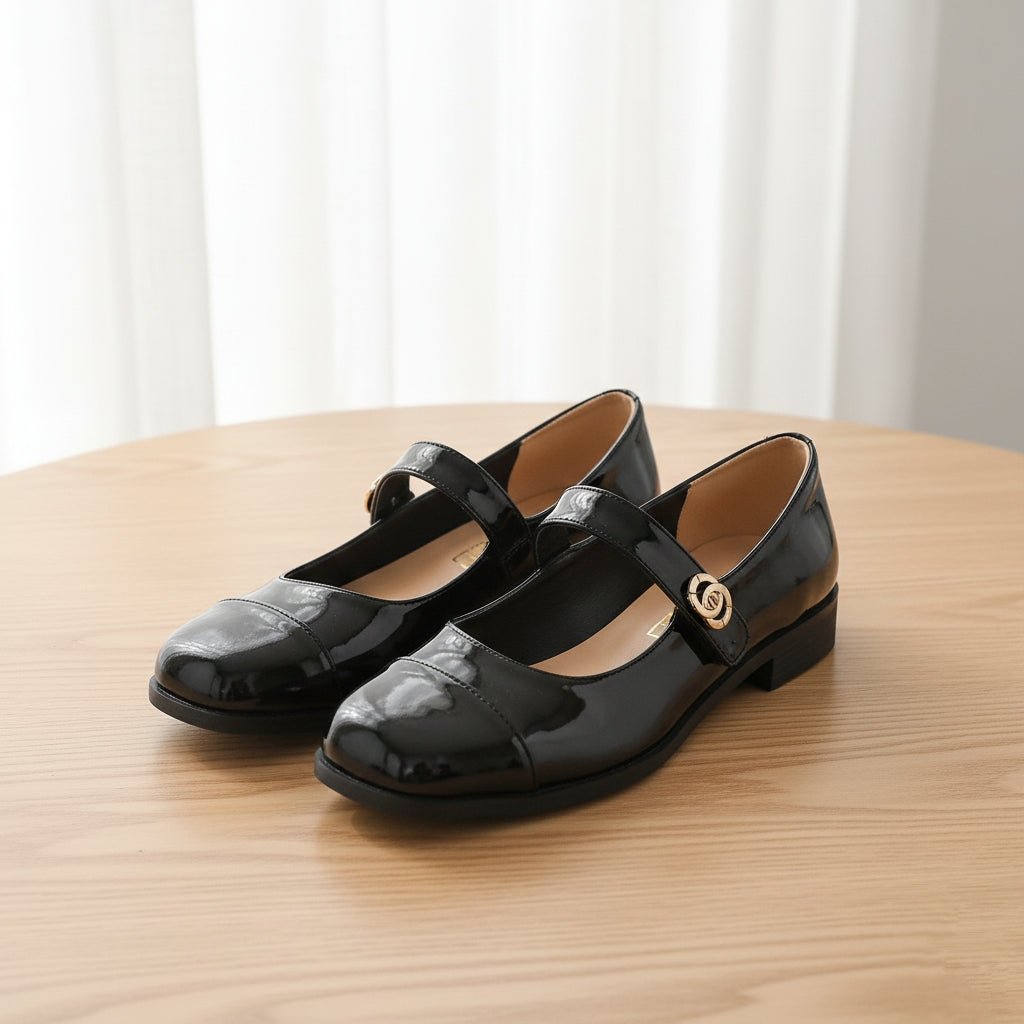 Women's classic Mary Jane flats, wide toe box design with arch support for comfortable all-day wear.