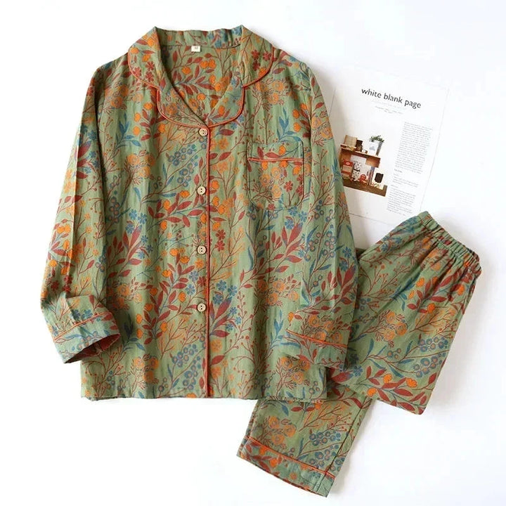 Women's button-up floral pajama top, part of the Wildflower Night Set. Stylish & comfortable sleepwear.