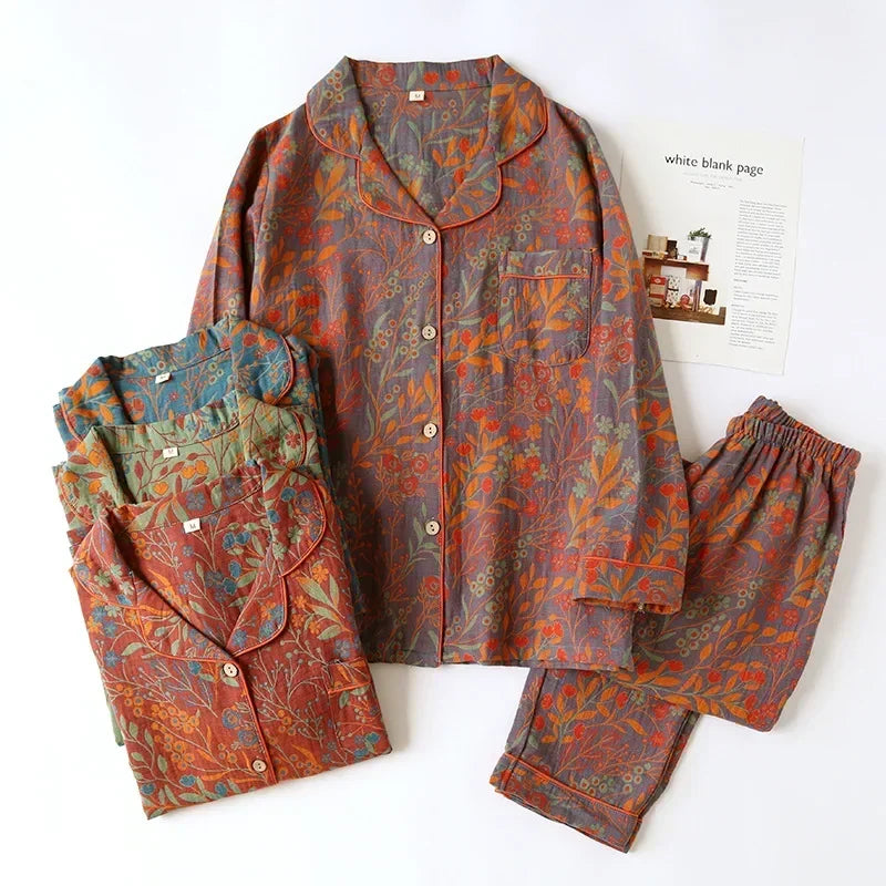 Full view of Women's Wildflower Night Pajamas Set, ideal floral sleepwear & loungewear for ultimate comfort.