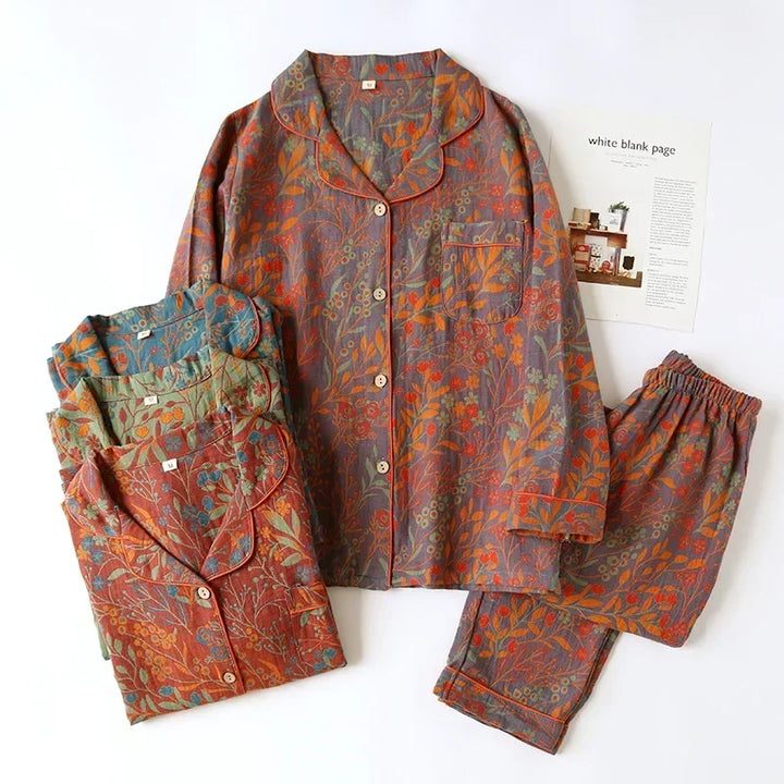 Full view of Women's Wildflower Night Pajamas Set, ideal floral sleepwear & loungewear for ultimate comfort.