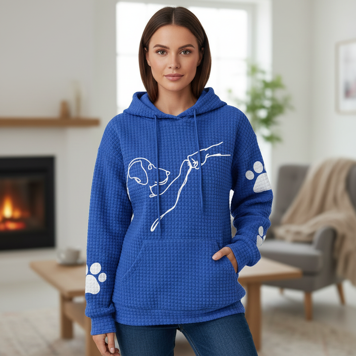 Women's 'Wilma' dog print cozy fleece hoodie, perfect for casual autumn wear