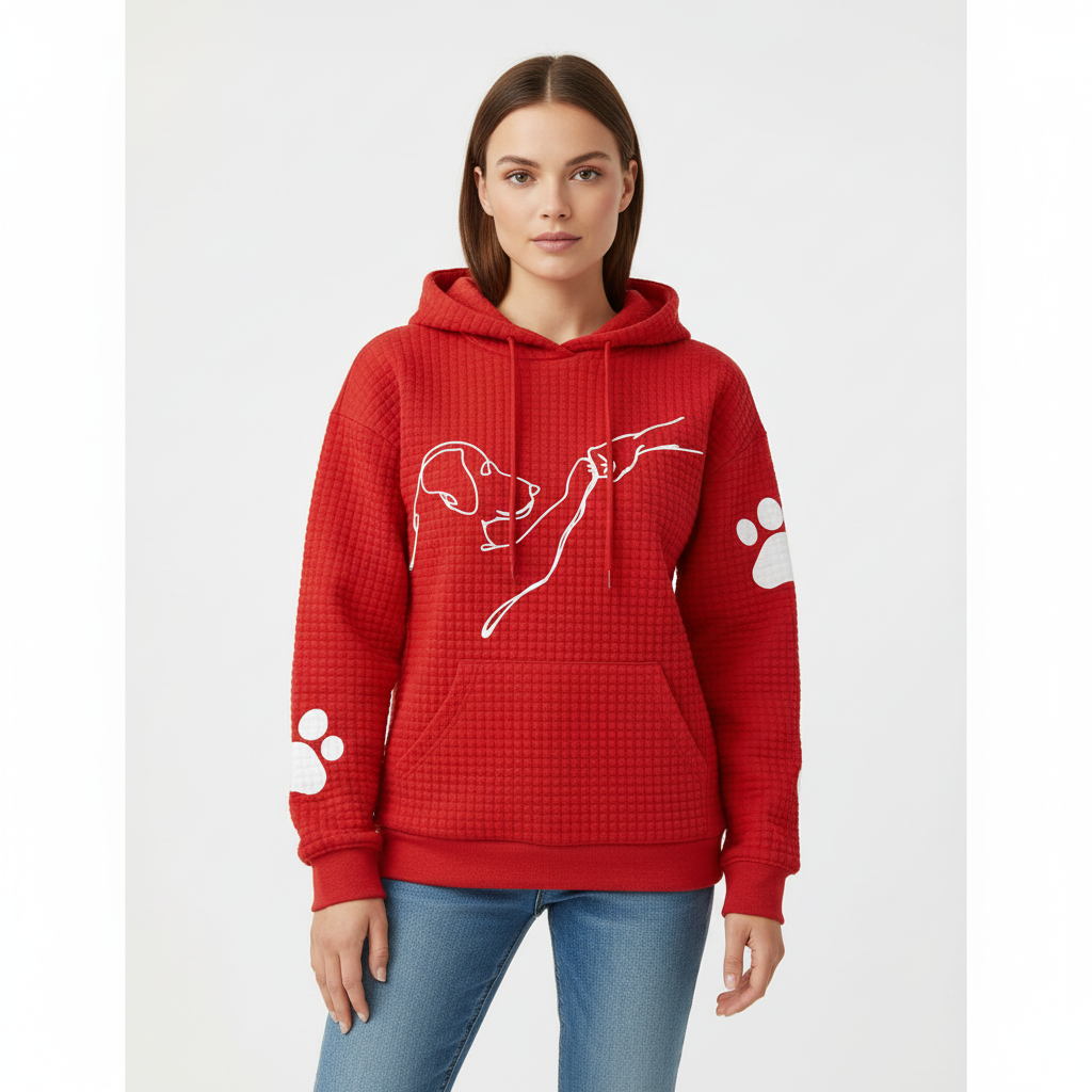 Women's warm and comfortable 'Wilma' dog print hoodie, essential casual winter apparel