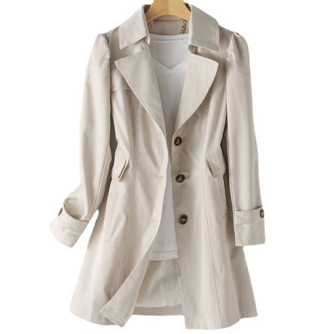 Stylish women's hooded windbreaker jacket with adjustable waist for a flattering fit, ideal for fall & spring.