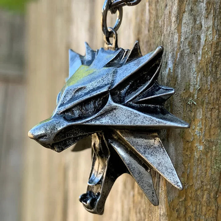Women's stainless steel wolf locket necklace, intricate spirit animal pendant, unique wolf jewelry gift.