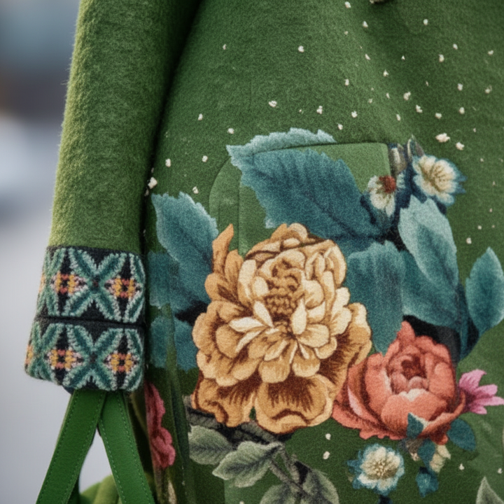 Warm wool-blend casual jacket for women, side view, ideal for autumn winter fashion