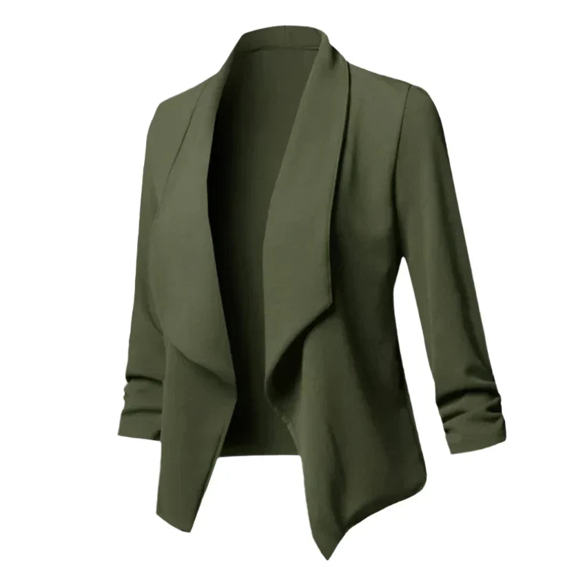 Structured open-front blazer for women, wrinkle-resistant for effortless professional style or smart casual elegance.