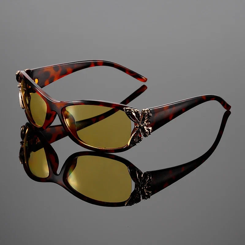 Trendy Y2K butterfly shades for women. Statement retro eyewear, perfect fashion accessory with essential UV protection.
