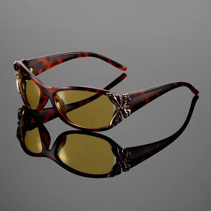 Trendy Y2K butterfly shades for women. Statement retro eyewear, perfect fashion accessory with essential UV protection.