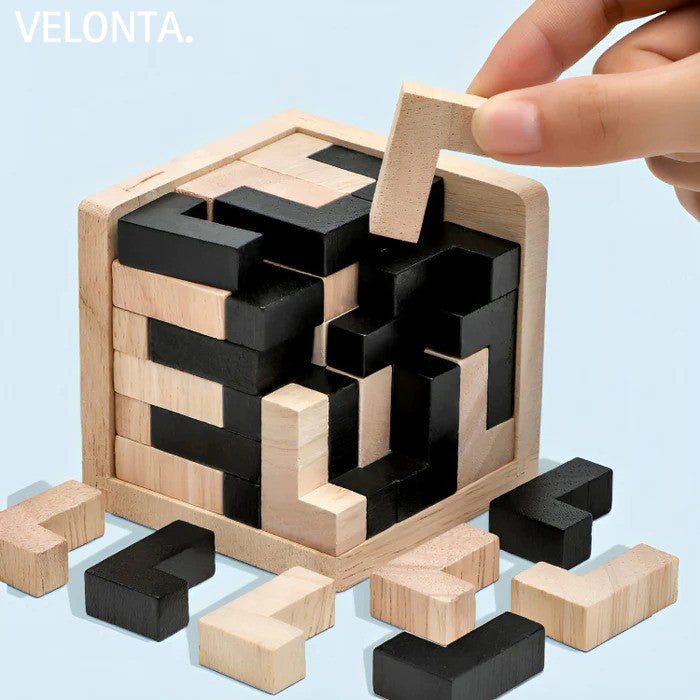 Gift a wooden 3D brain teaser! A captivating strategy game and logic puzzle for curious minds, kids & adults alike.