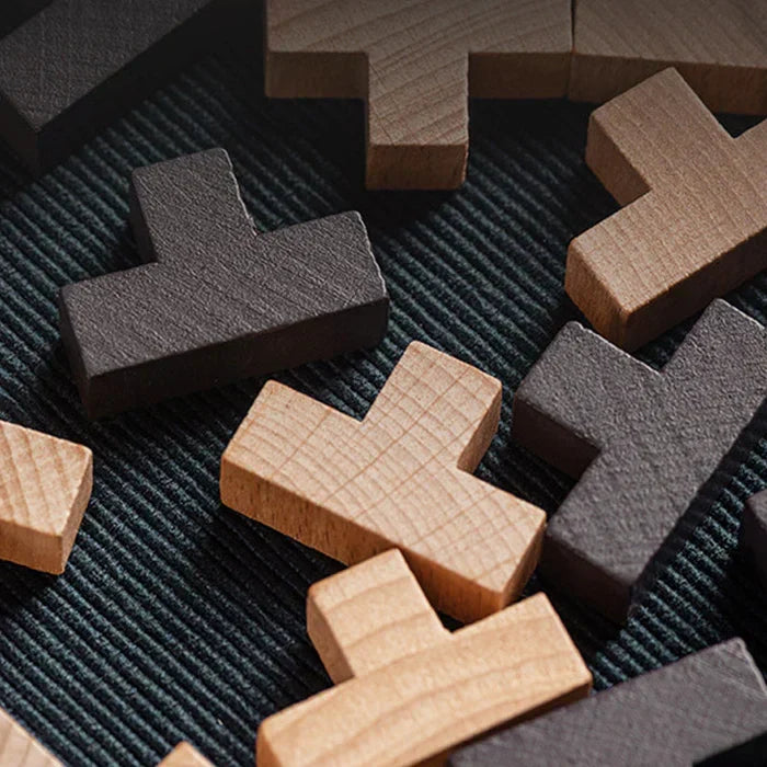 Engaging wooden brain teaser, perfect strategy game for family fun. Educational 3D puzzle improving cognitive skills.