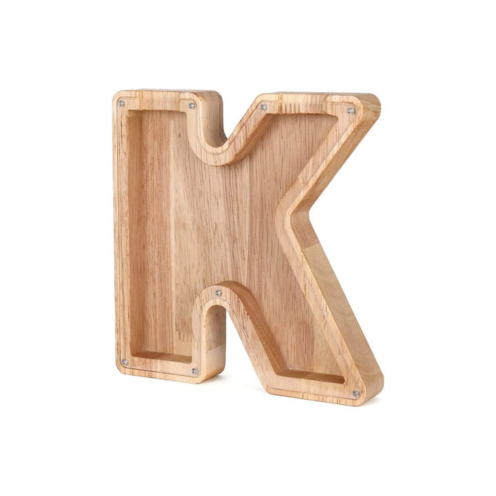 Children's wooden letter 'G' piggy bank, designed for fun and financial literacy.
