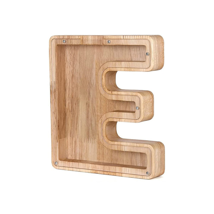 Handmade wooden alphabet money bank 'H', a stylish and functional kids' decor item.