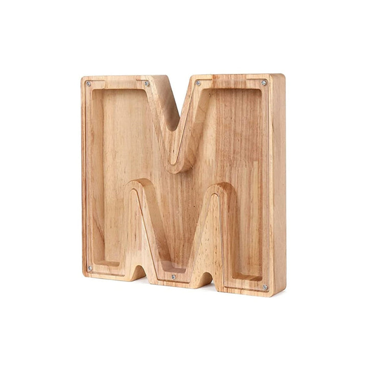 Children's wooden 'O' letter savings bank, combining decor and a practical purpose.
