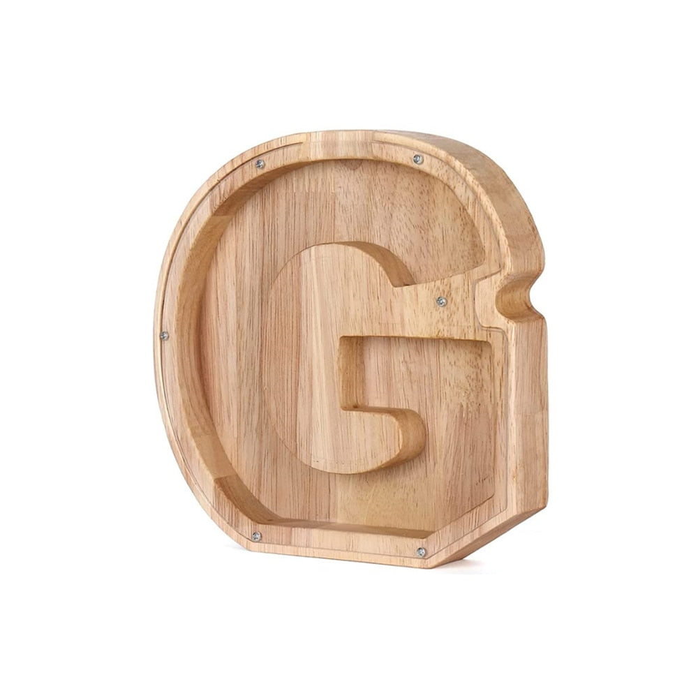 Children's wooden 'W' letter money bank, a delightful and functional nursery accessory.