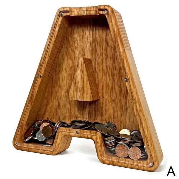Handmade wooden 'Y' letter money box, a treasured keepsake and educational tool for kids.