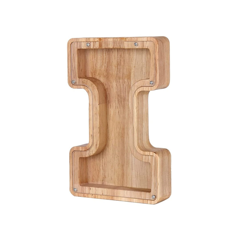 Children's wooden 'A' letter savings bank, a charming addition to any room.
