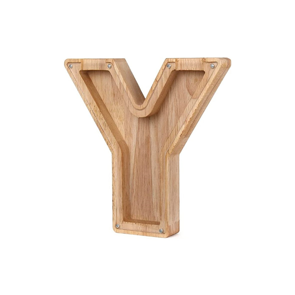 Educational wooden 'D' alphabet money box for children's rooms & nurseries.