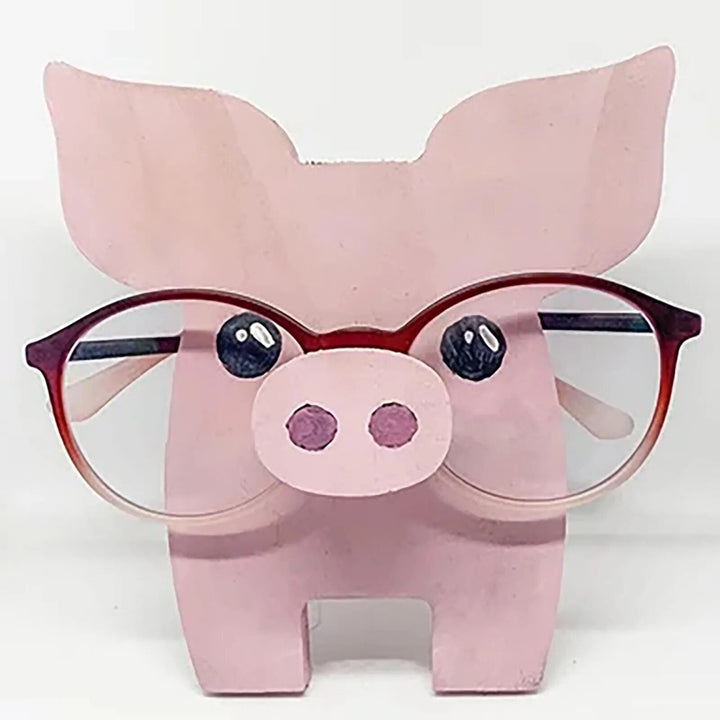 Unique wooden animal glasses holder, perfect gift for men & women, a cute desk accessory.