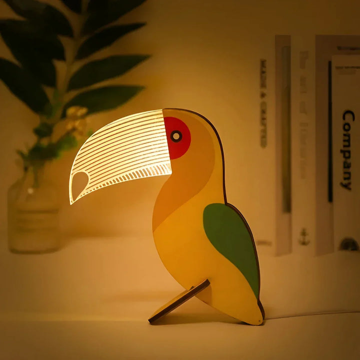 Whimsical wooden elephant LED night light, a cute and safe table lamp for nursery decor.