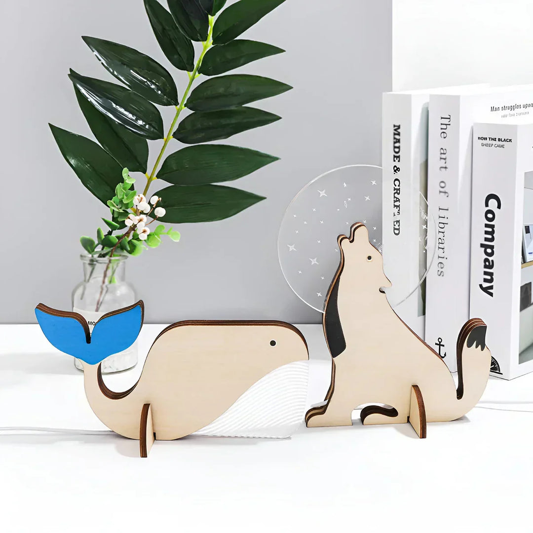 USB powered wooden bunny LED night light, ideal for adding soft glow to a kid's bedroom.