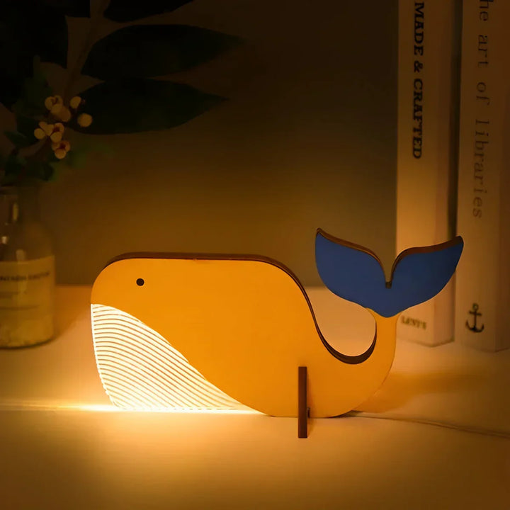 Charming wooden lion animal lamp, a dimmable LED light for children's whimsical decor.