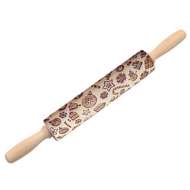 Embossed rolling pin for unique decorative patterns on cookies & pastries. Perfect for any special occasion baking.